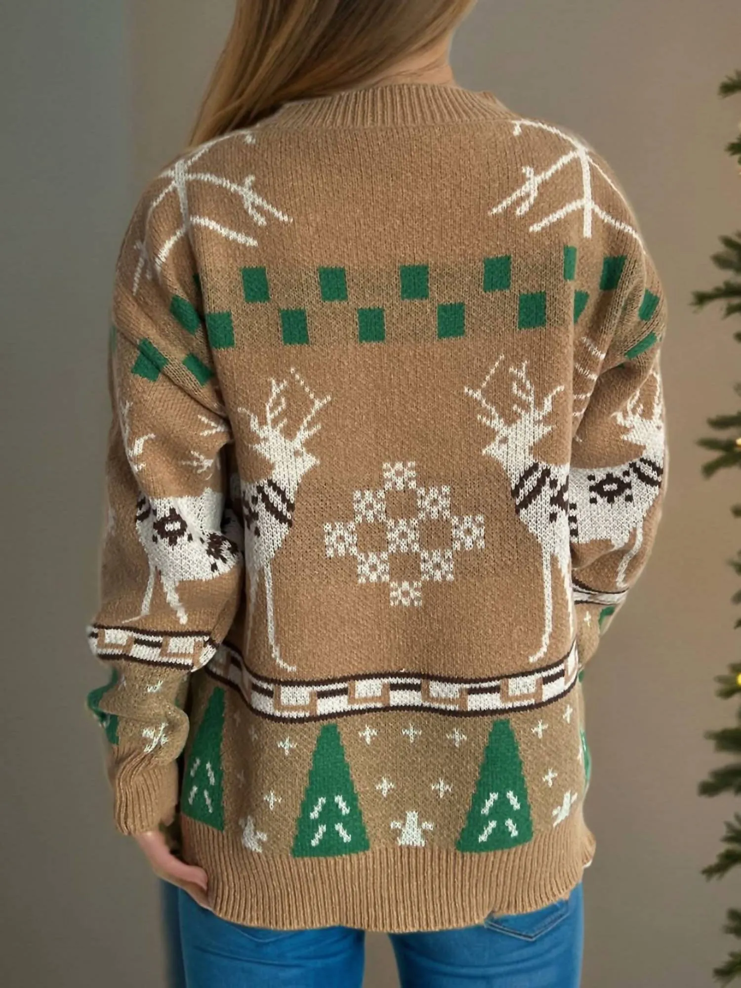 Christmas Element Sweater In Tan