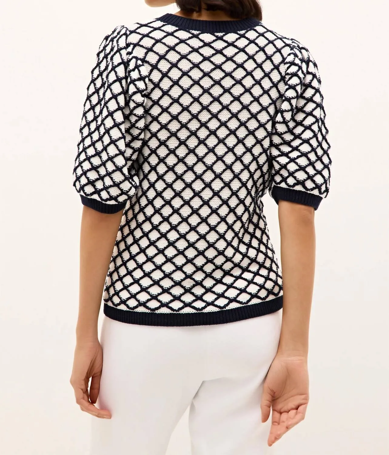 Cici Sweater In Navy And White