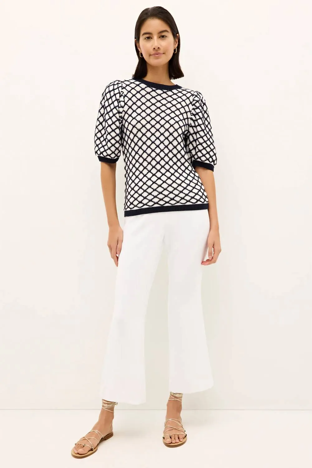 Cici Sweater In Navy And White