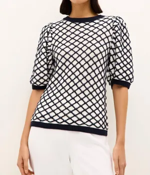 Cici Sweater In Navy And White