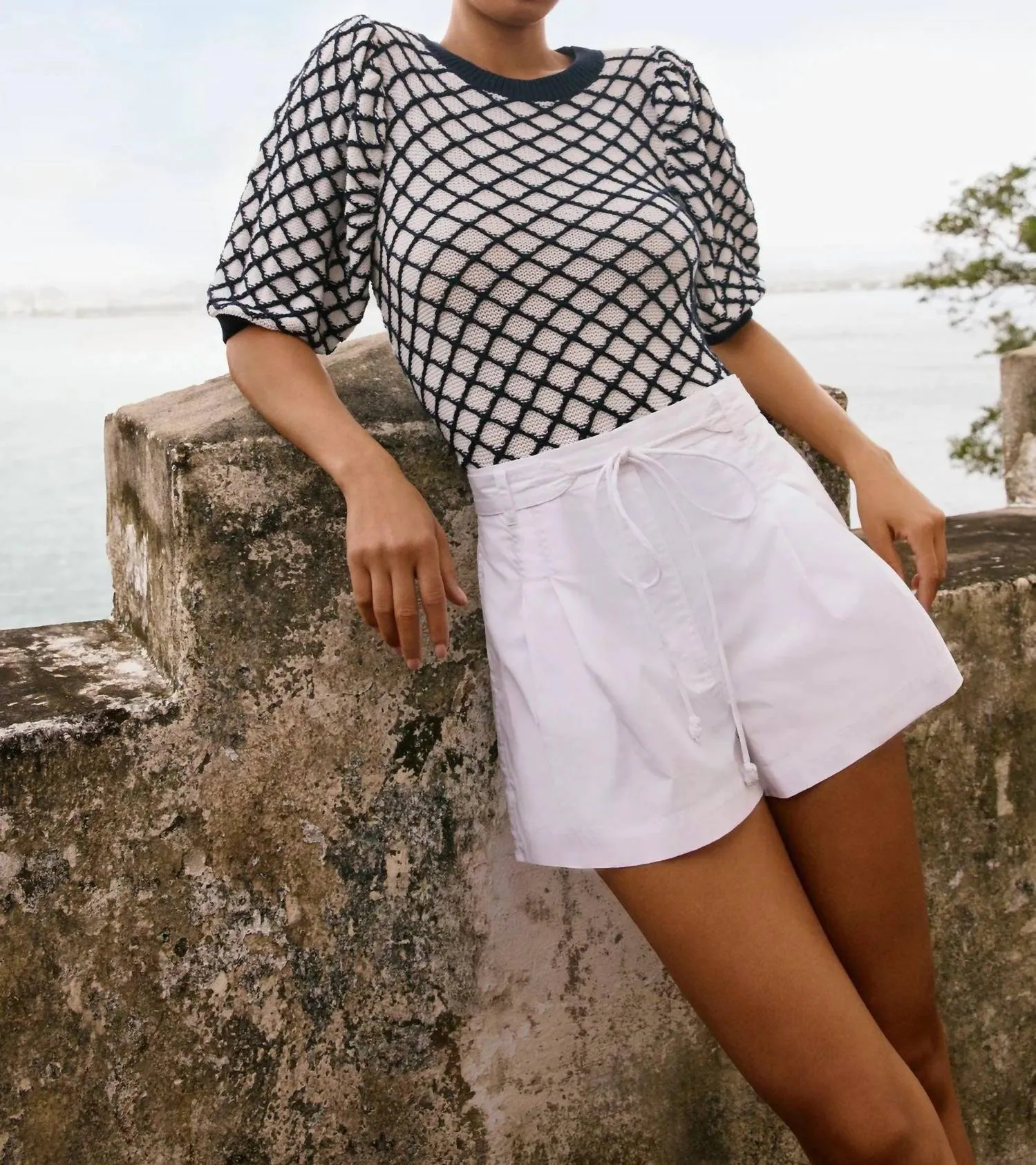 Cici Sweater In Navy And White