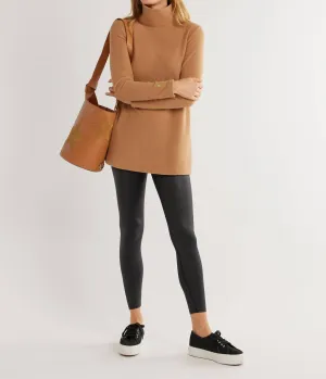 Cobble Hill Turtleneck Vello Fleece Top In Camel