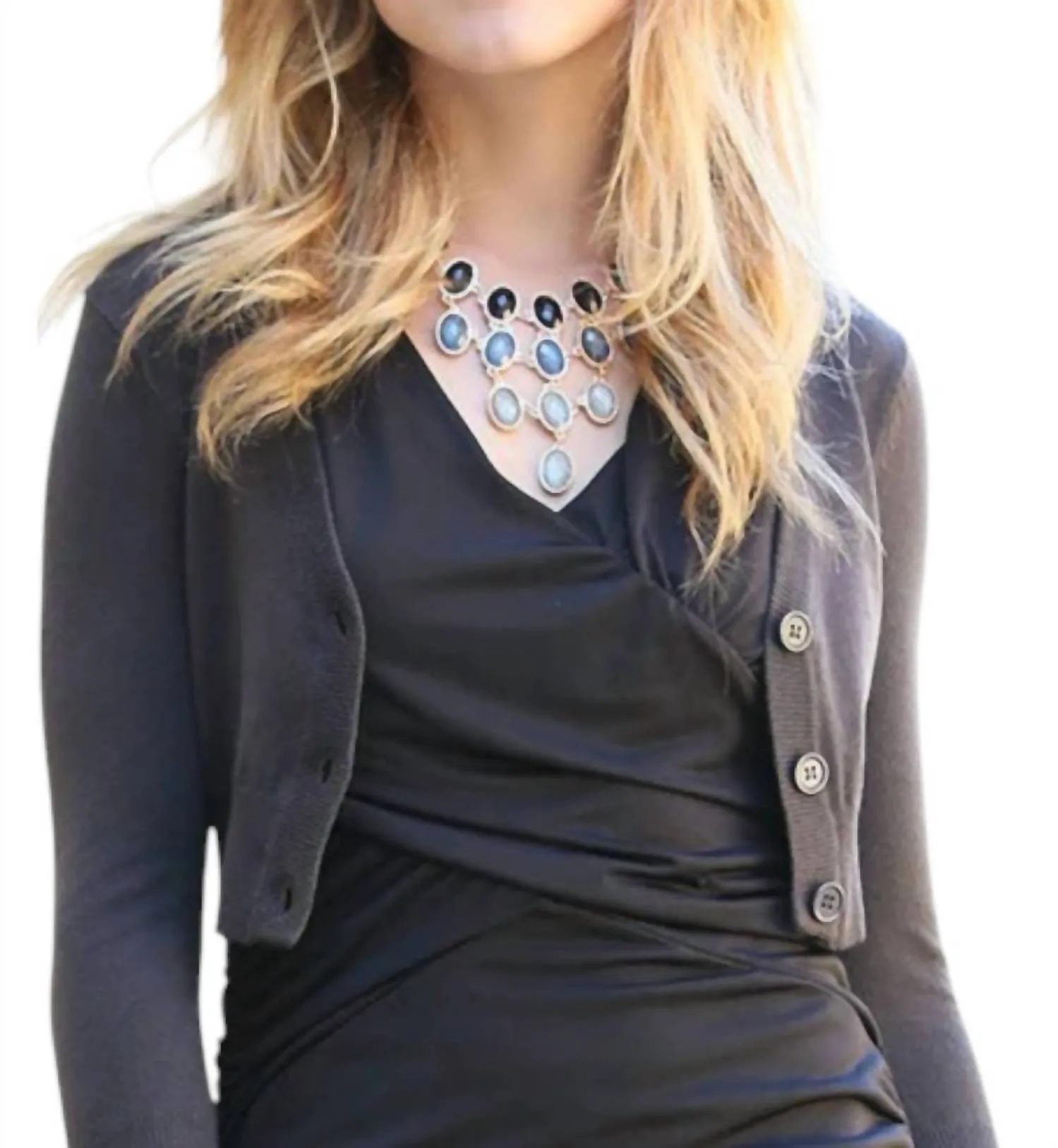 Cocoa Chic Button Front Bolero In Black