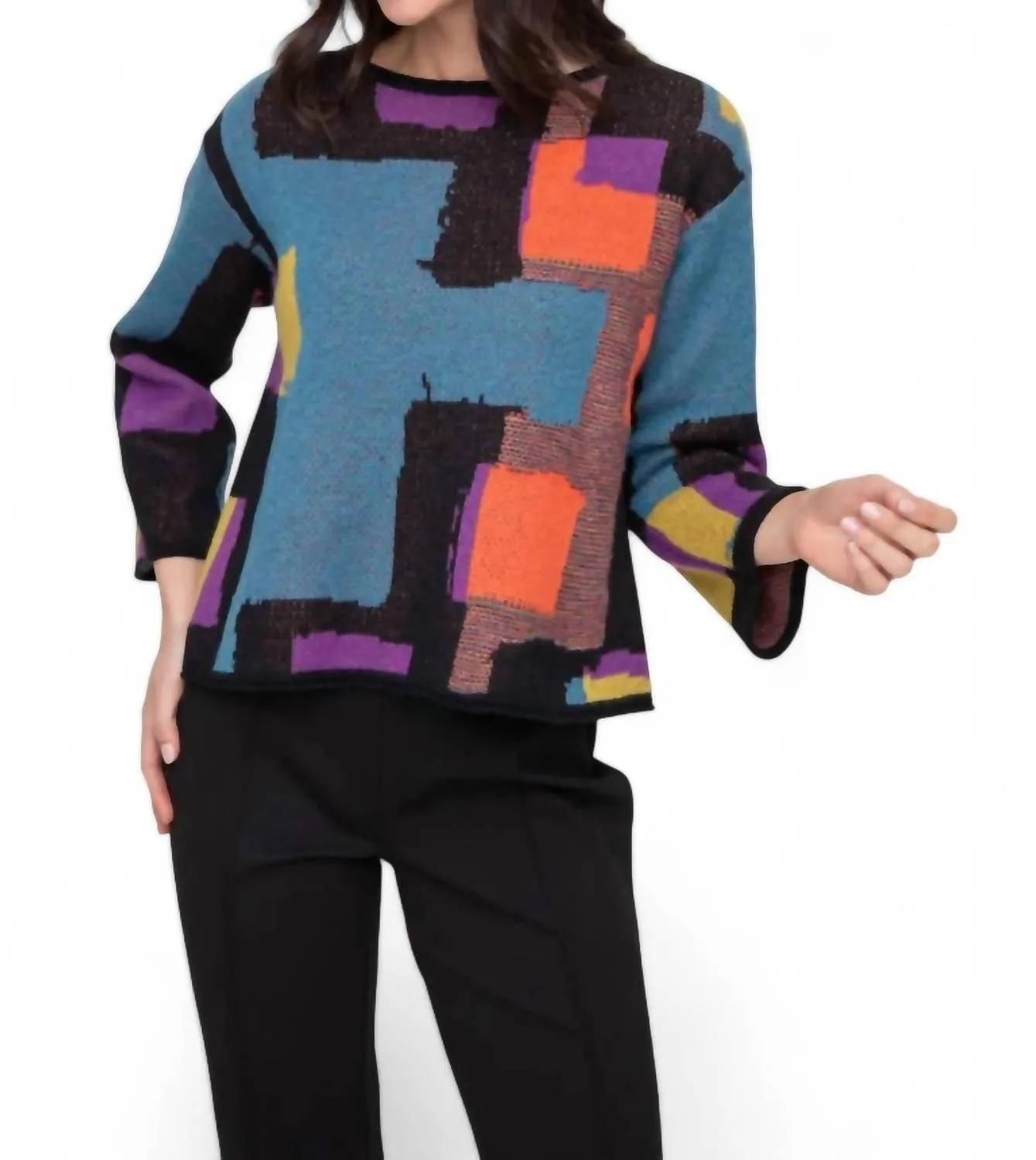 Collage Swing Pullover Sweater In Multicolor