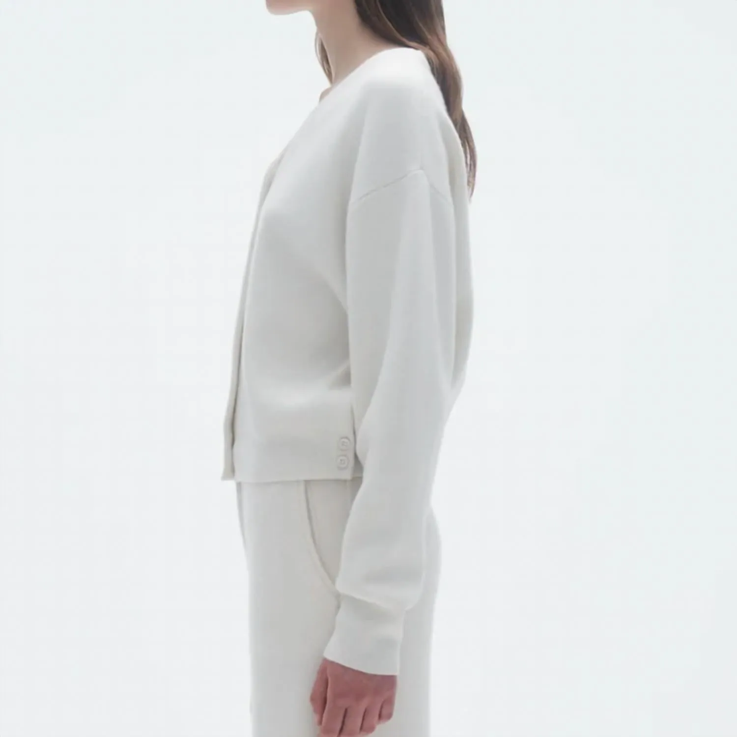 Collegiate V Neck Cardigan In Cream