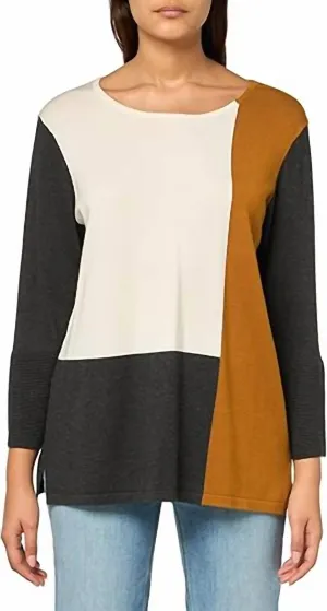 Color Block Sweater In Copper/cream