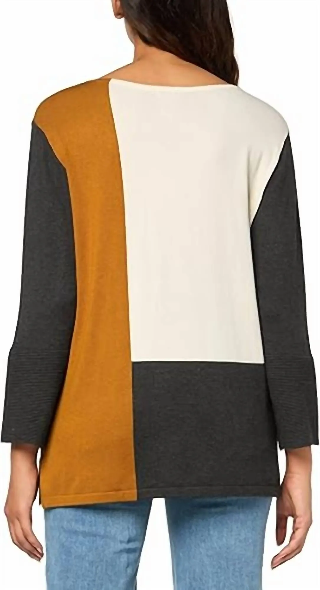 Color Block Sweater In Copper/cream