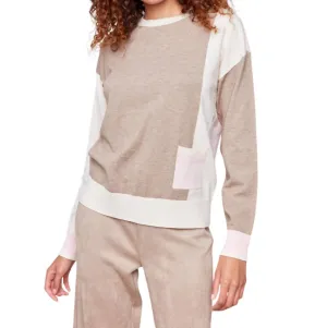 Color Block Sweater With Pocket Detail In Truffle