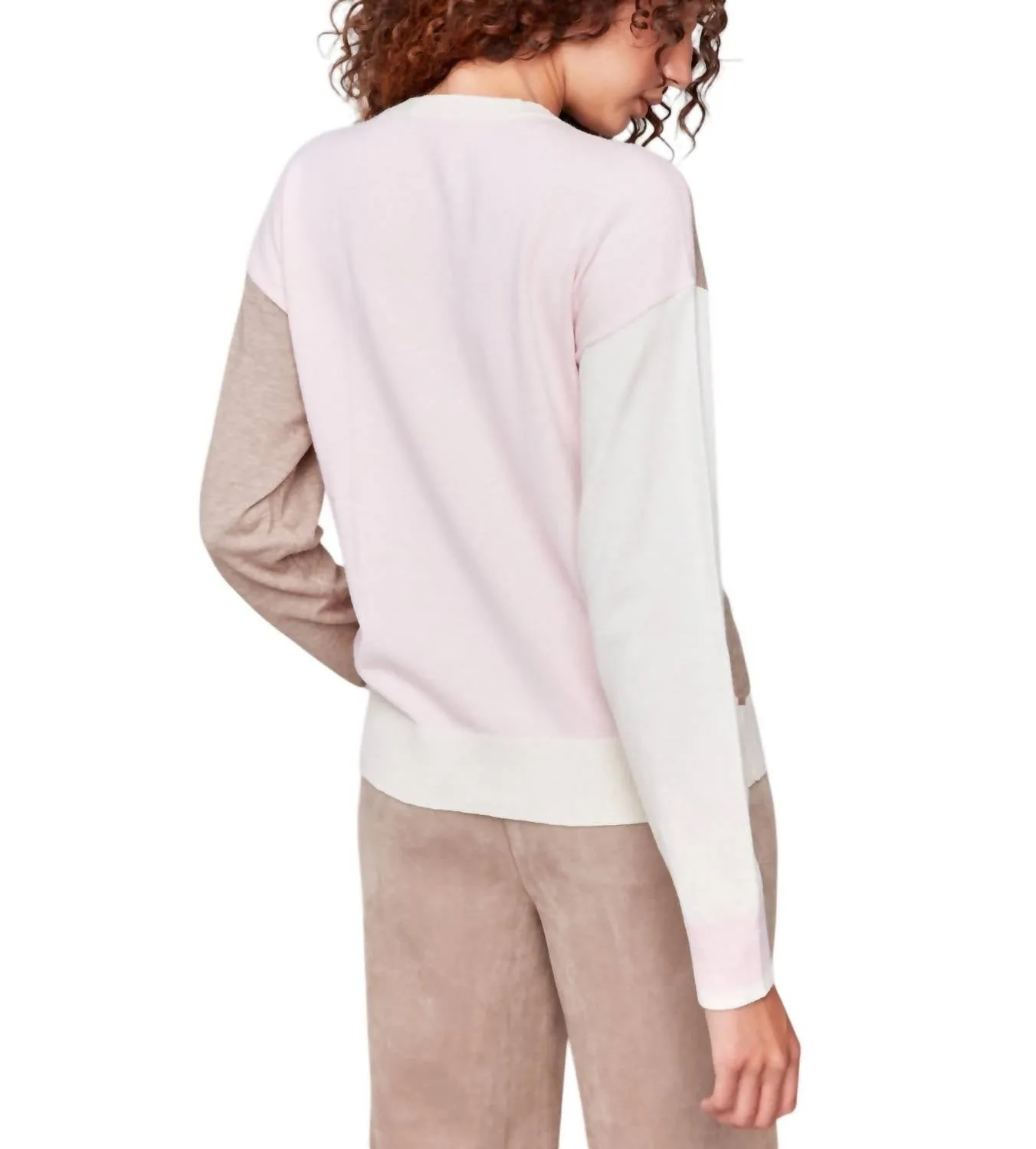 Color Block Sweater With Pocket Detail In Truffle