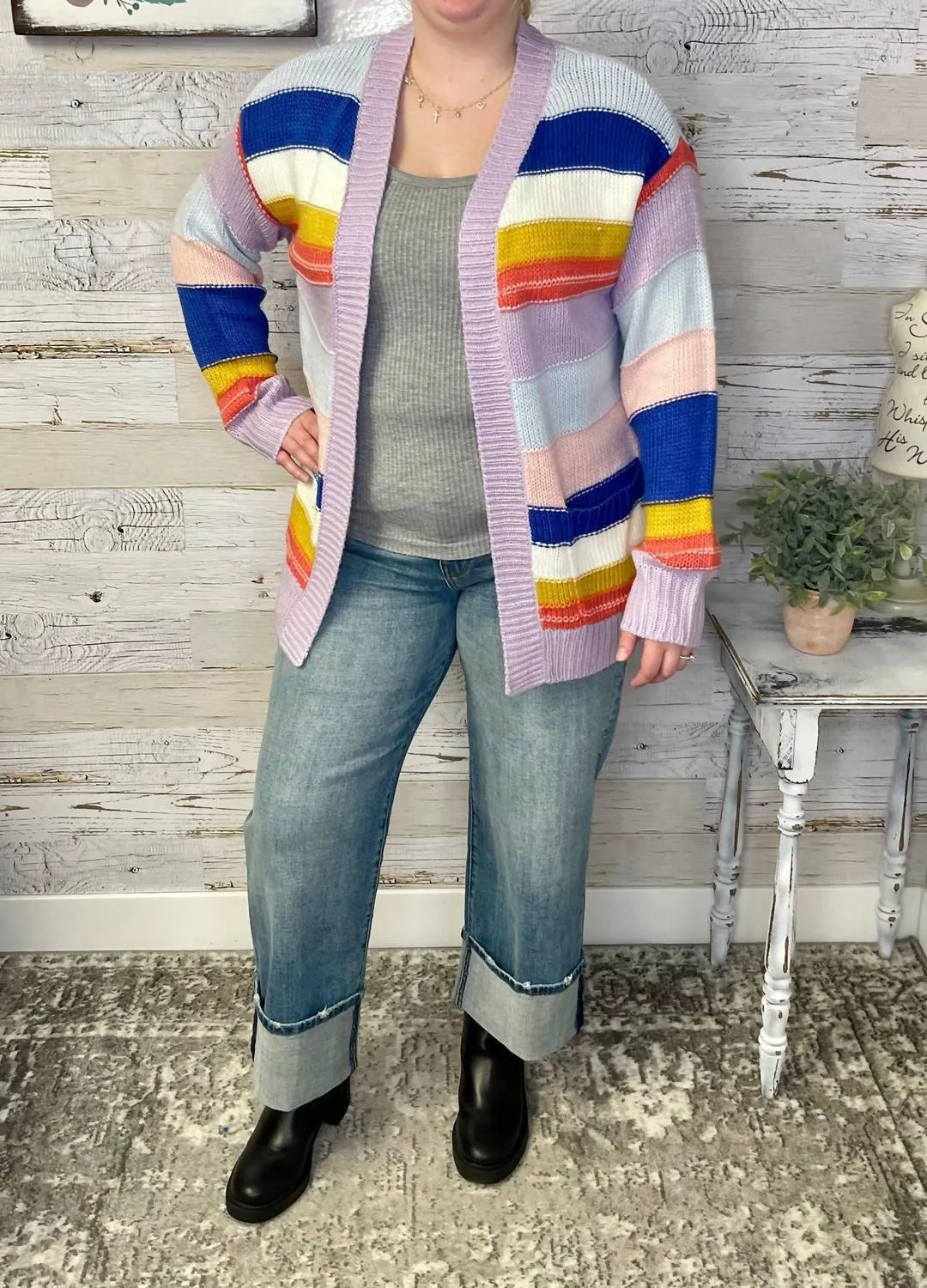 Colorblock Cardigan In Multicolor