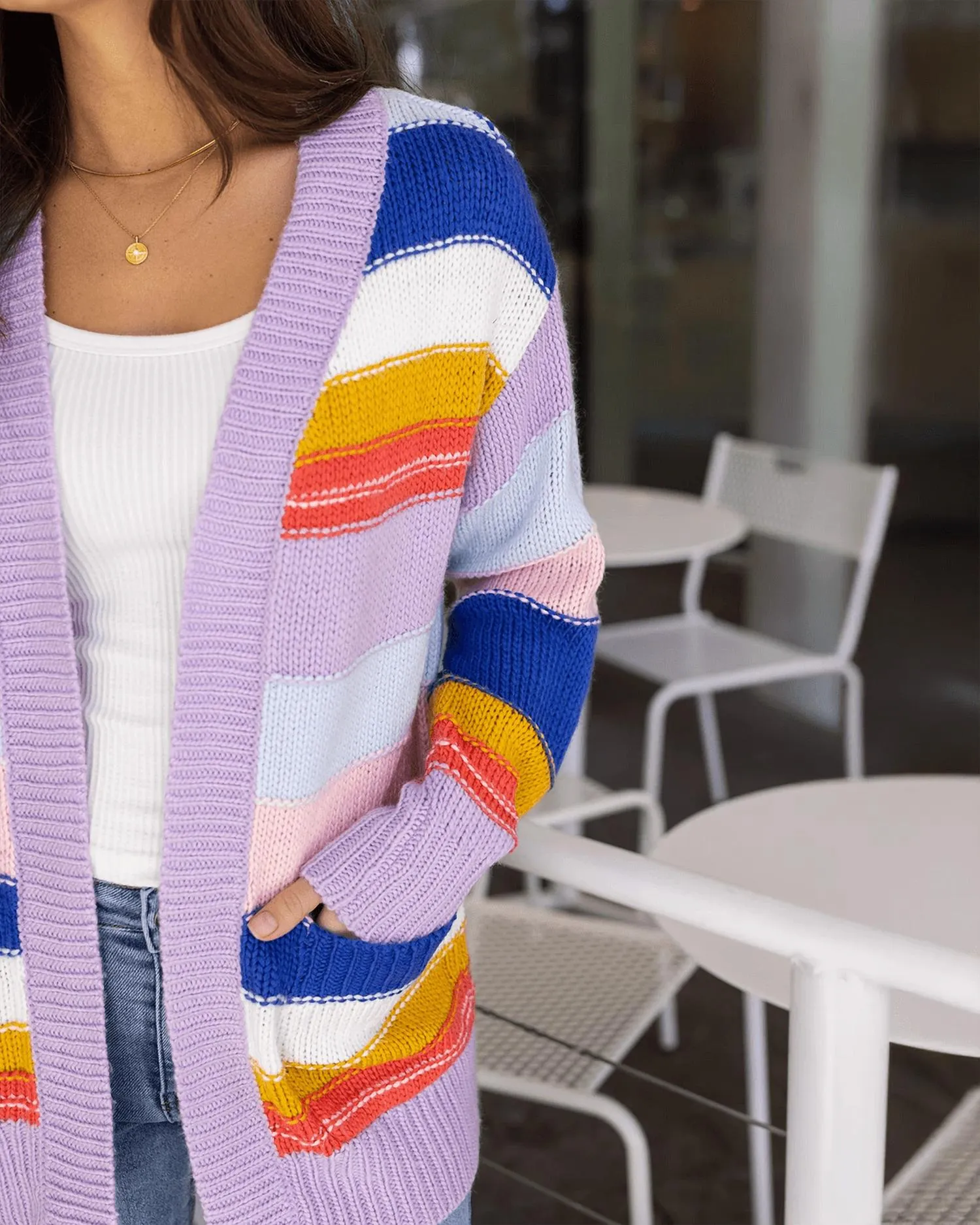 Colorblock Cardigan In Multicolor