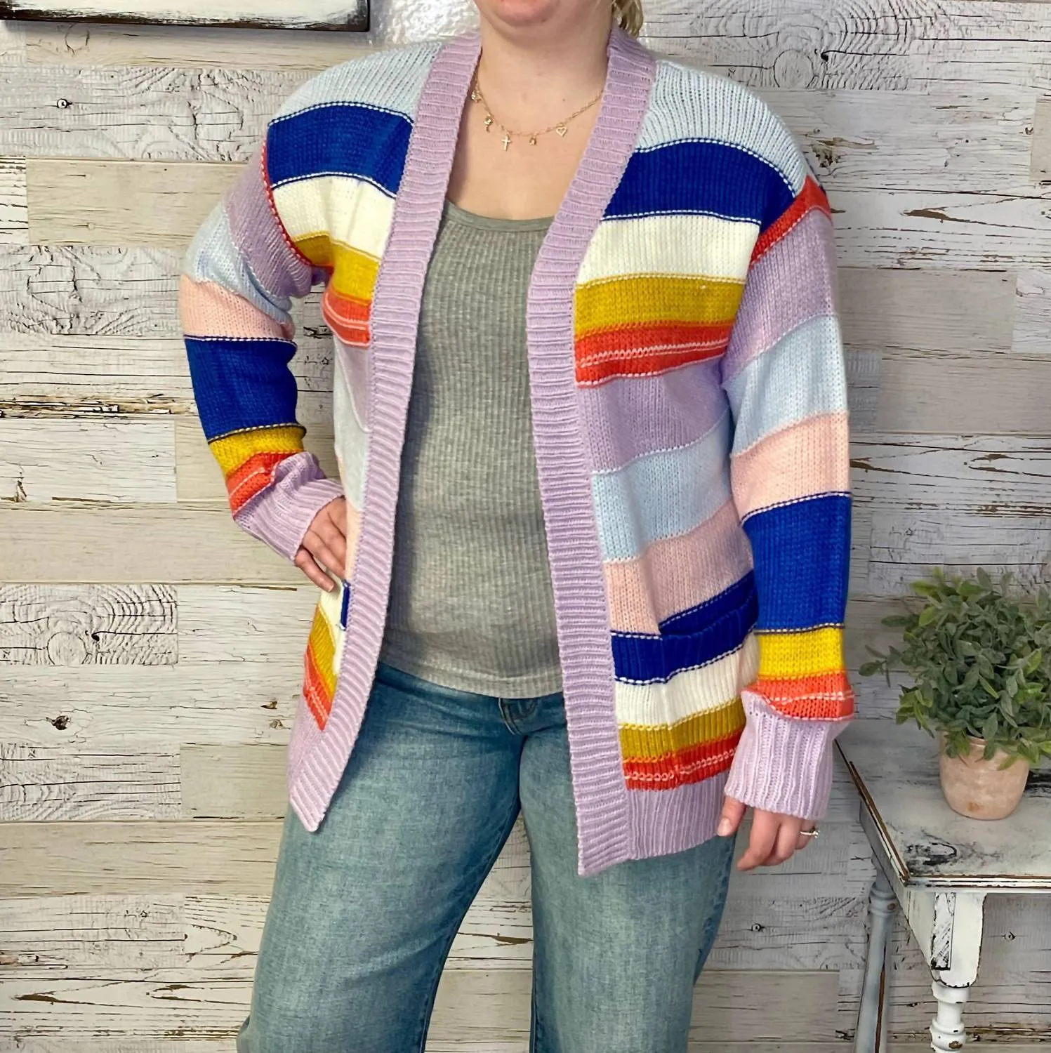 Colorblock Cardigan In Multicolor