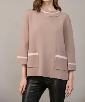 Contrast Lurex Yarn Sweater In Cocoa Blush