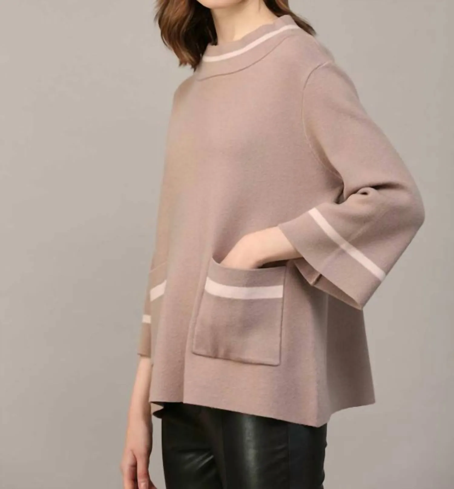 Contrast Lurex Yarn Sweater In Cocoa Blush