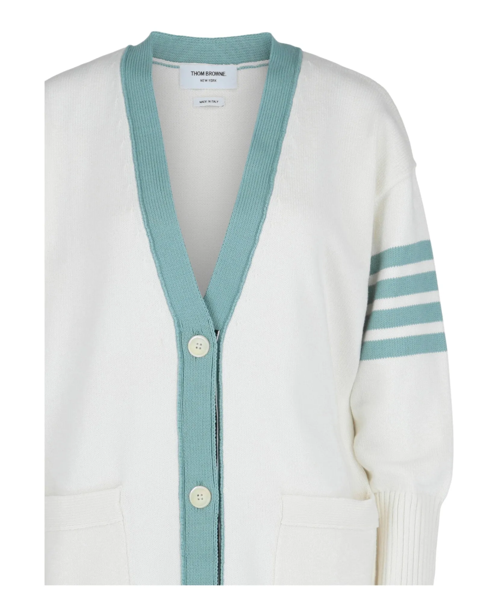Cotton 4-Bar Oversized V-Neck Cardigan