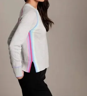 Cotton Cashmere Rainbow Placket Saddle Raglan In Fog