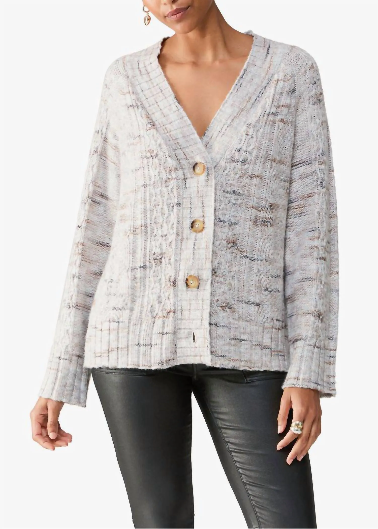 Cozy Mornings Cardigan In Light Mineral Multi
