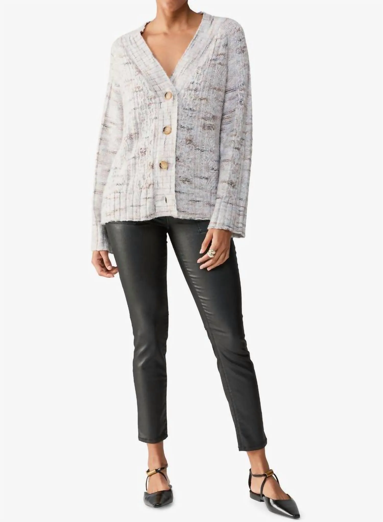 Cozy Mornings Cardigan In Light Mineral Multi