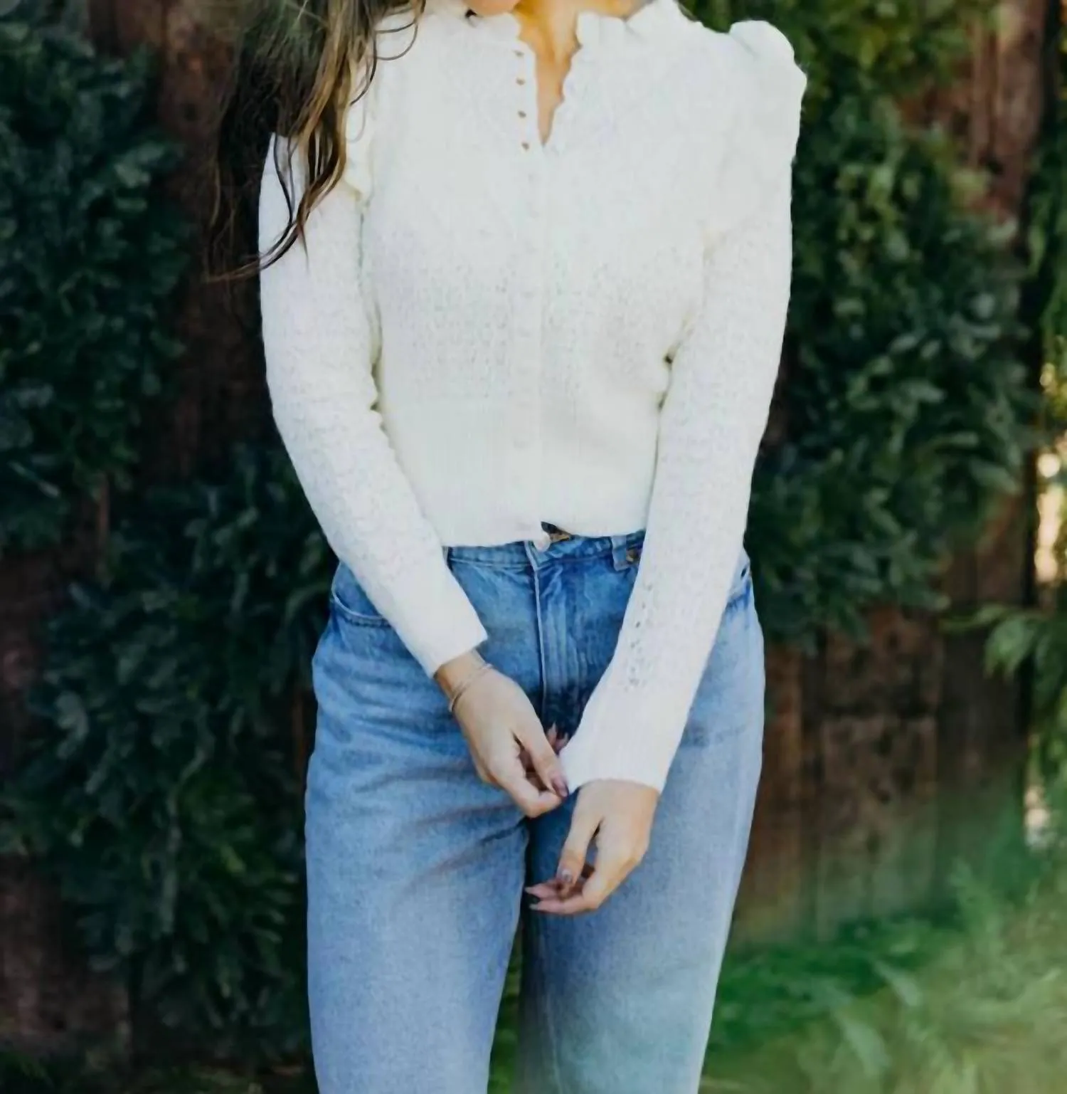 Crochet Cardigan In Off-White