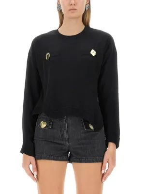 Cropped Black Wool Jersey Sweater