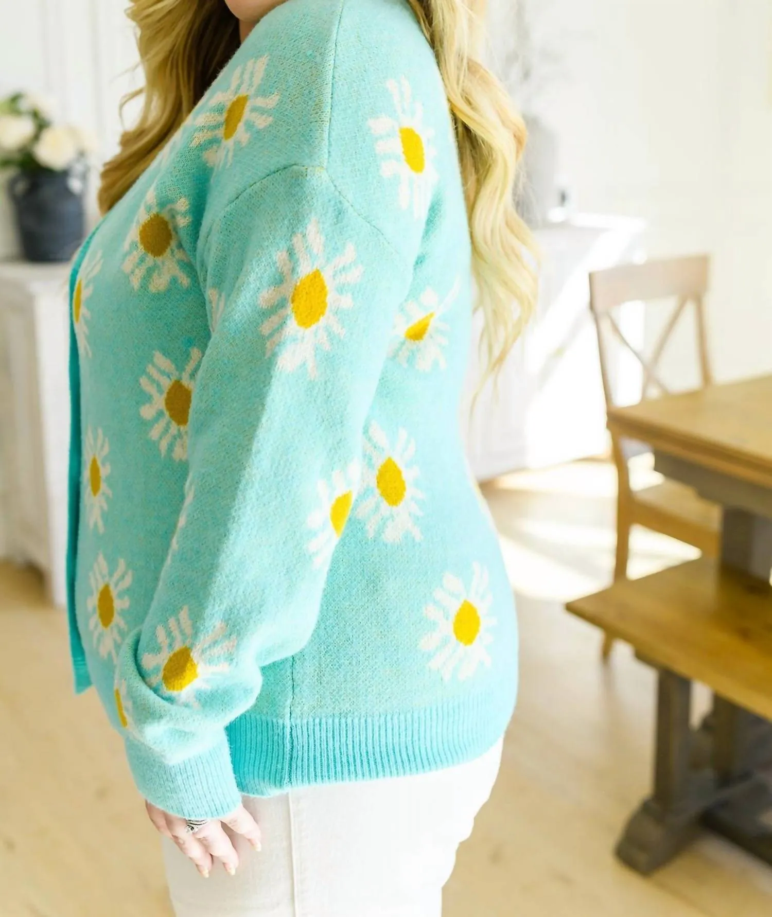Daisy Dearest Floral Cardigan In Mint