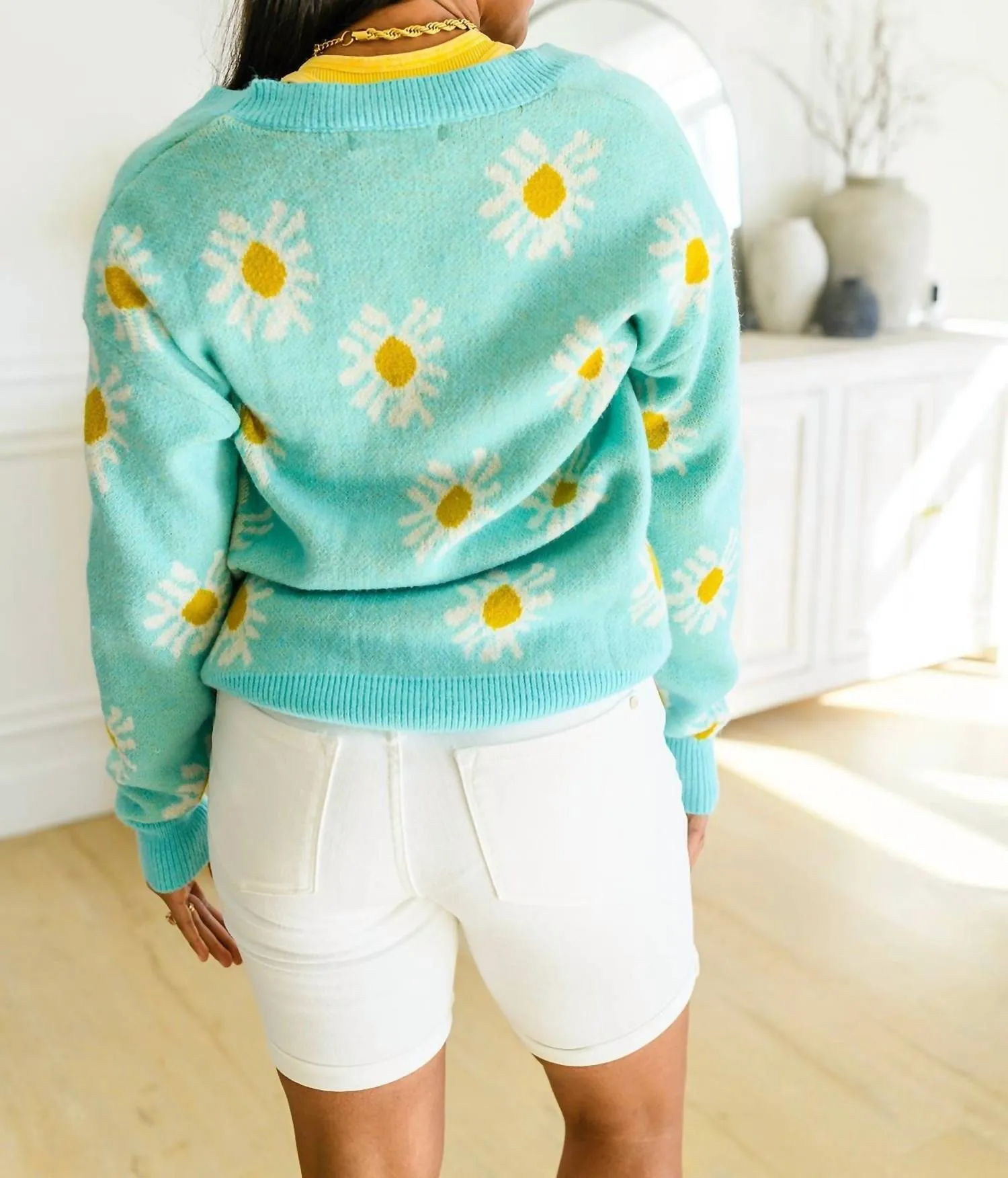 Daisy Dearest Floral Cardigan In Mint