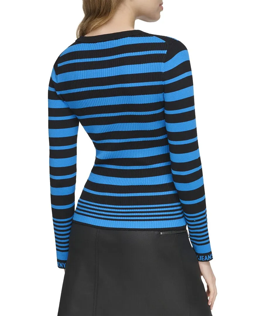 DKNY Stripe Logo Cuff Sweater