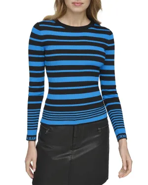 DKNY Stripe Logo Cuff Sweater