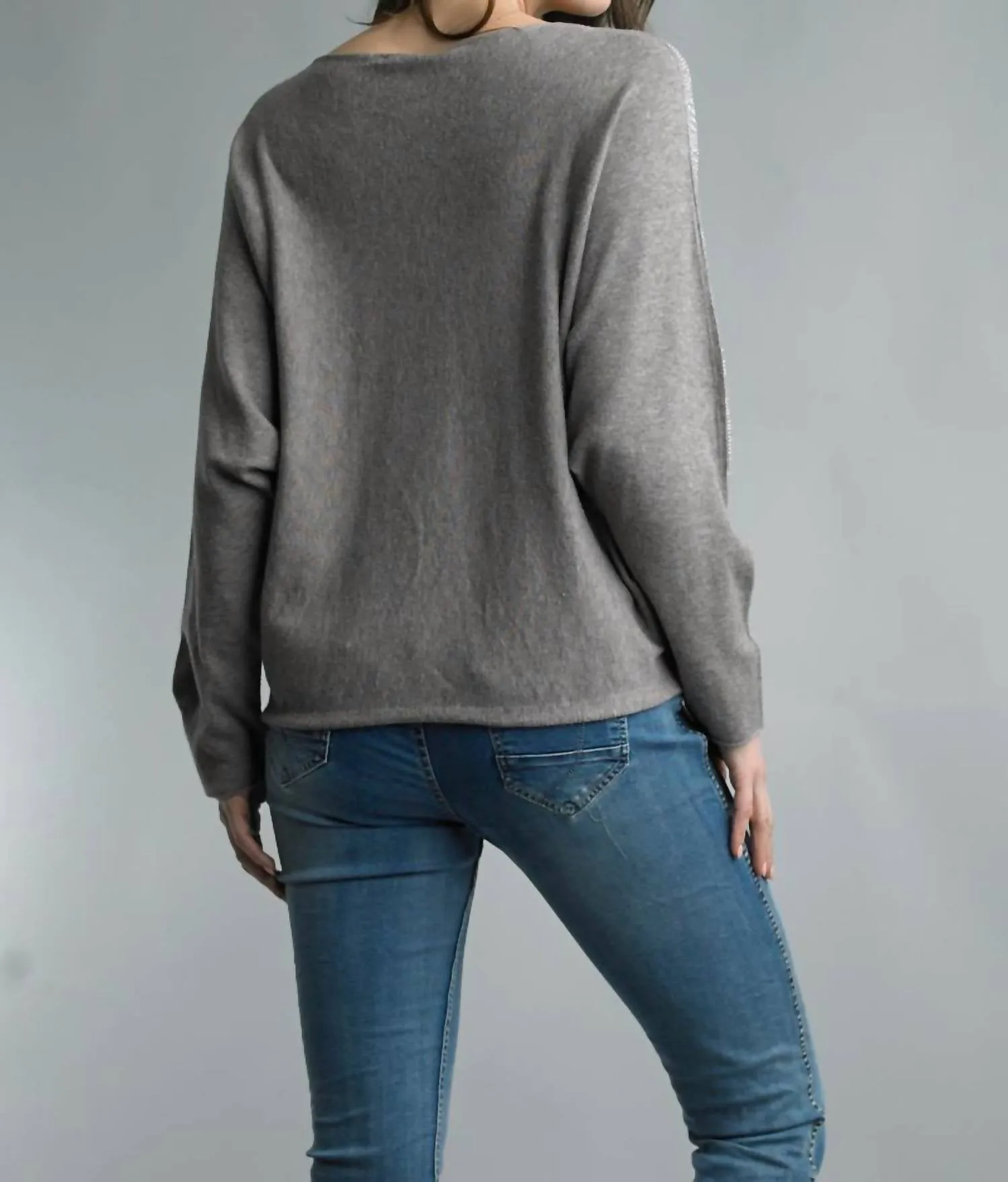 Dolman Sleeve Sparkle Sweater In Taupe