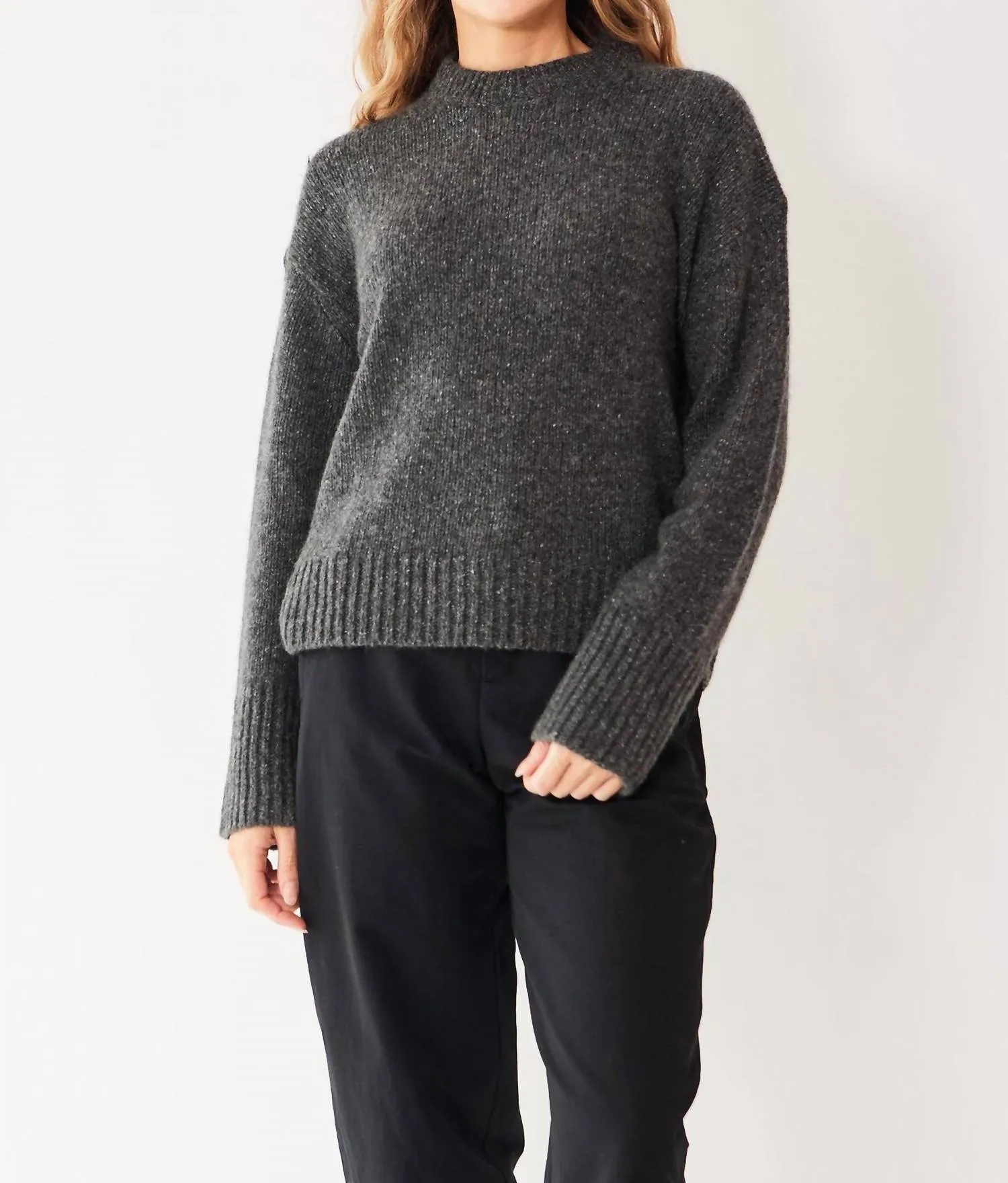 Donegal Easy Crewneck Sweater In Speckled Charcoal