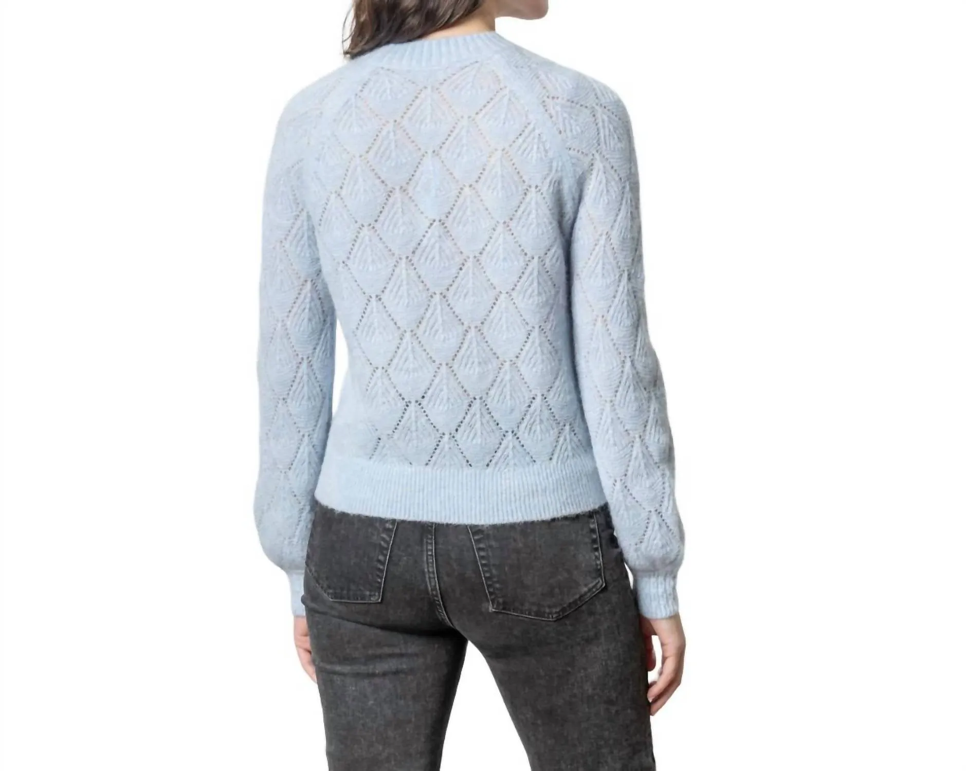 Easy Pointelle Crewneck Sweater In Glacier