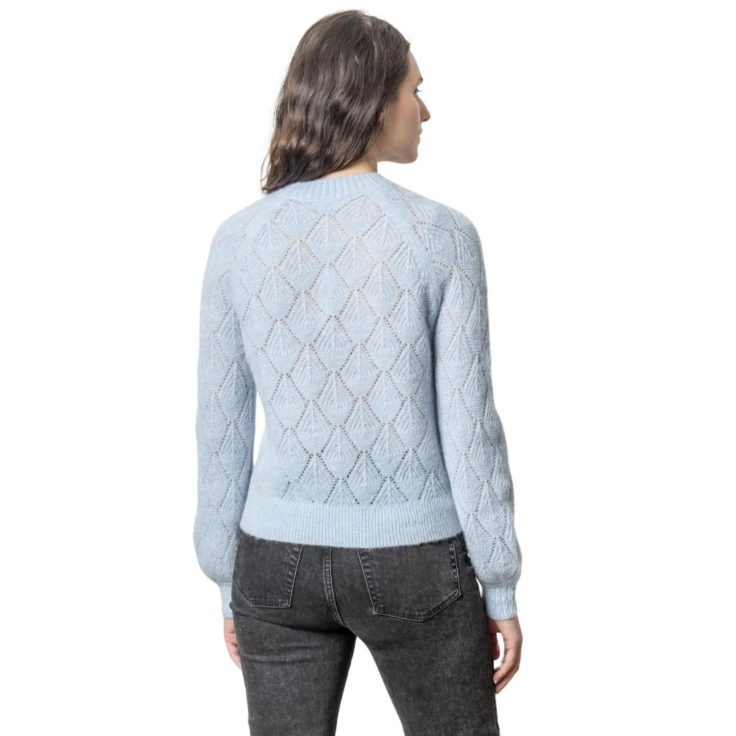 Easy Pointelle Crewneck Sweater In Glacier