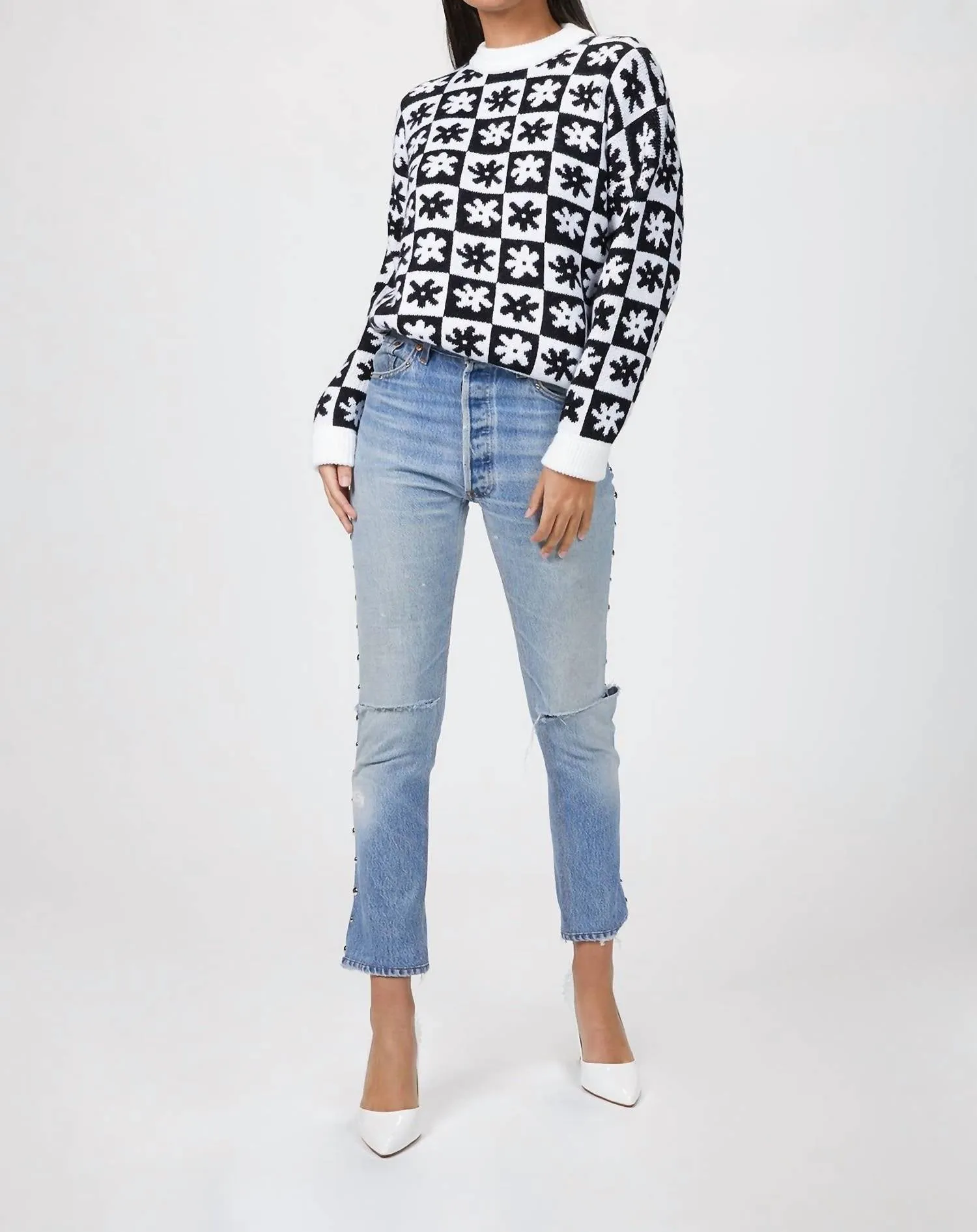 Emma Sweater In Black/white
