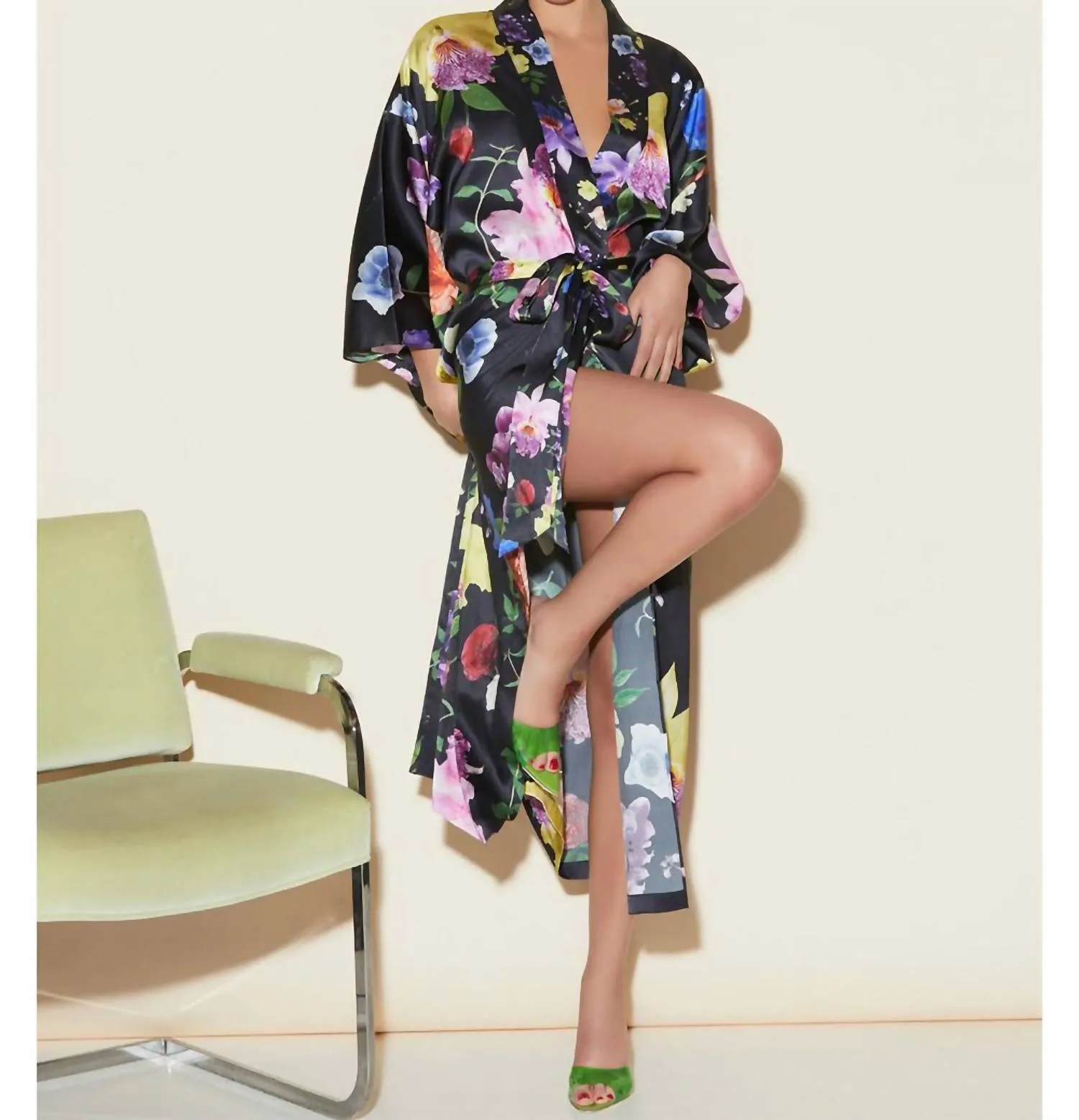 Enchanted Garden Kimono In Floral Print