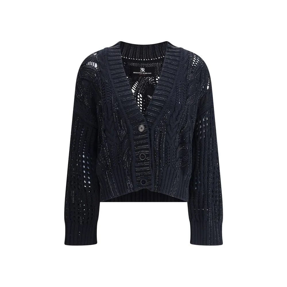 Ermanno Scervino Rhinestone cotton Women's Cardigan