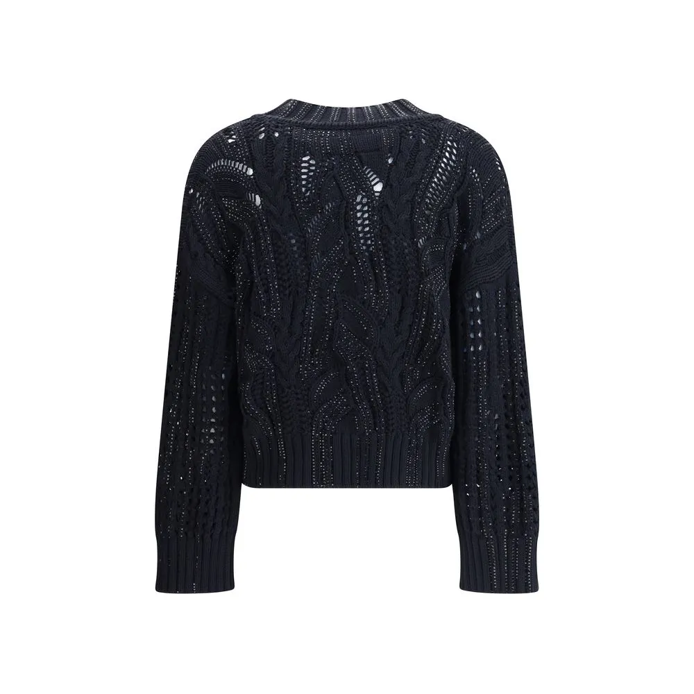 Ermanno Scervino Rhinestone cotton Women's Cardigan