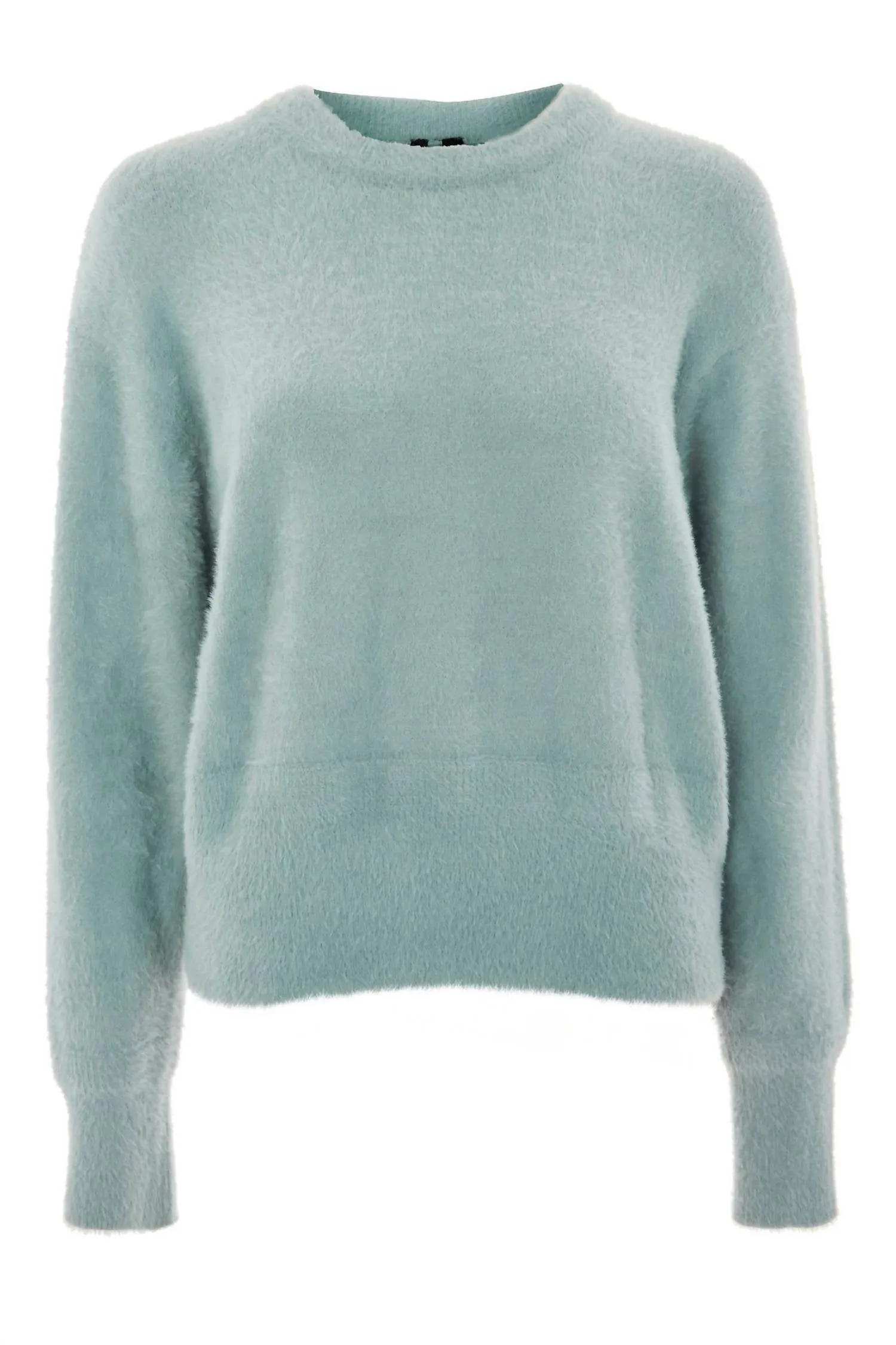 Eyelash Knitted Fuzzy Sweater In Blue