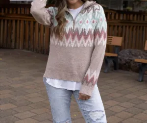 Fair Isle 1/4 Zip Sweater In Multi