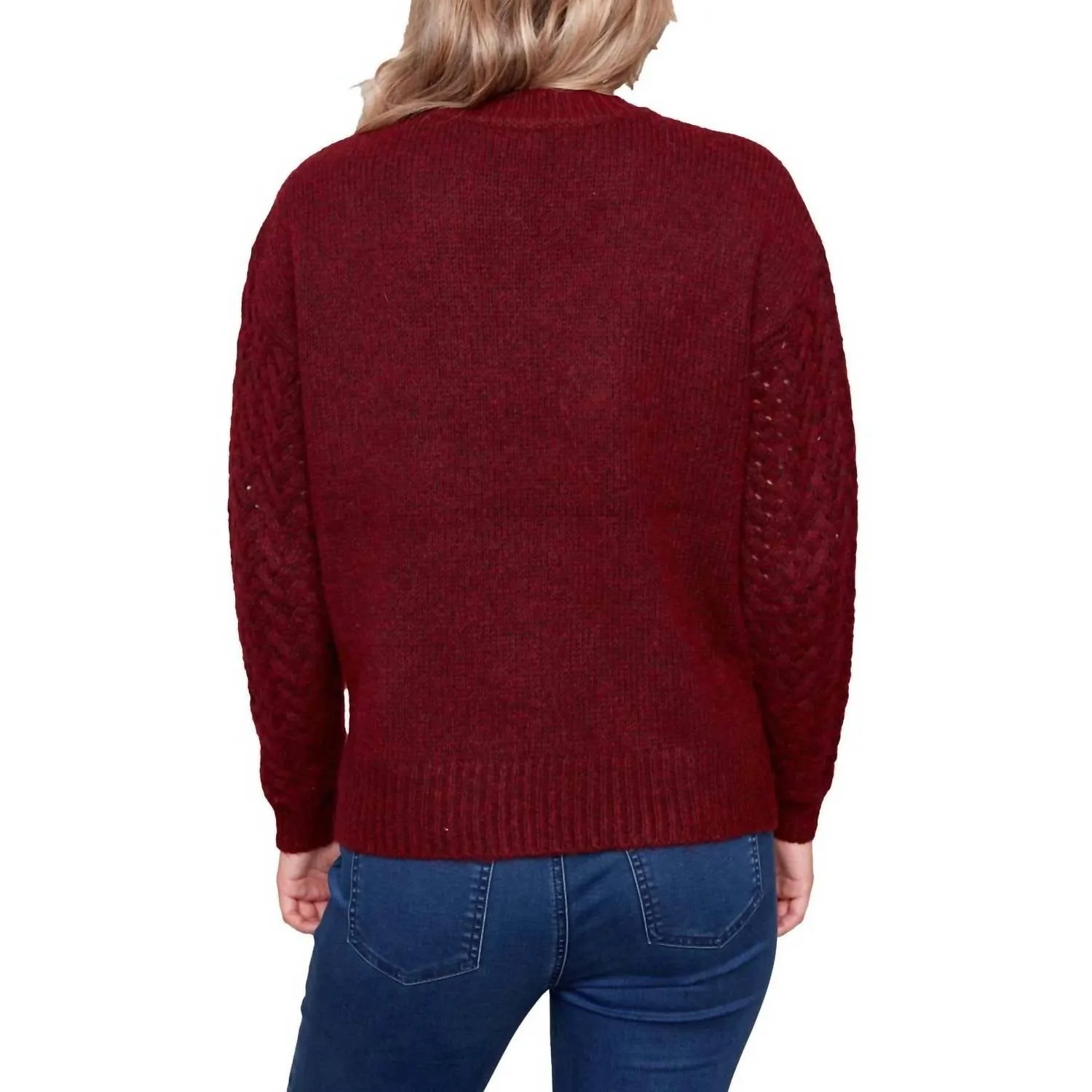 Fishnet Pullover Sweater In Cabernet
