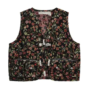 Floral Jacquard Cargo Vest 'Black'