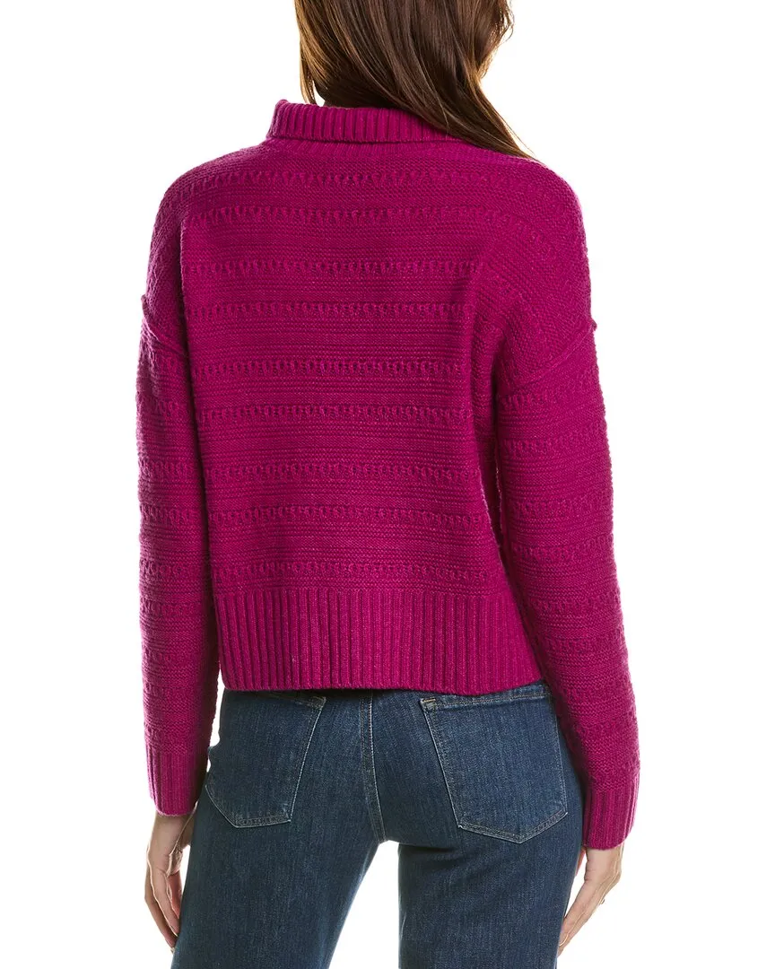 Forte Cashmere Crop Textured Mock Neck Wool & Cashmere-Blend Sweater