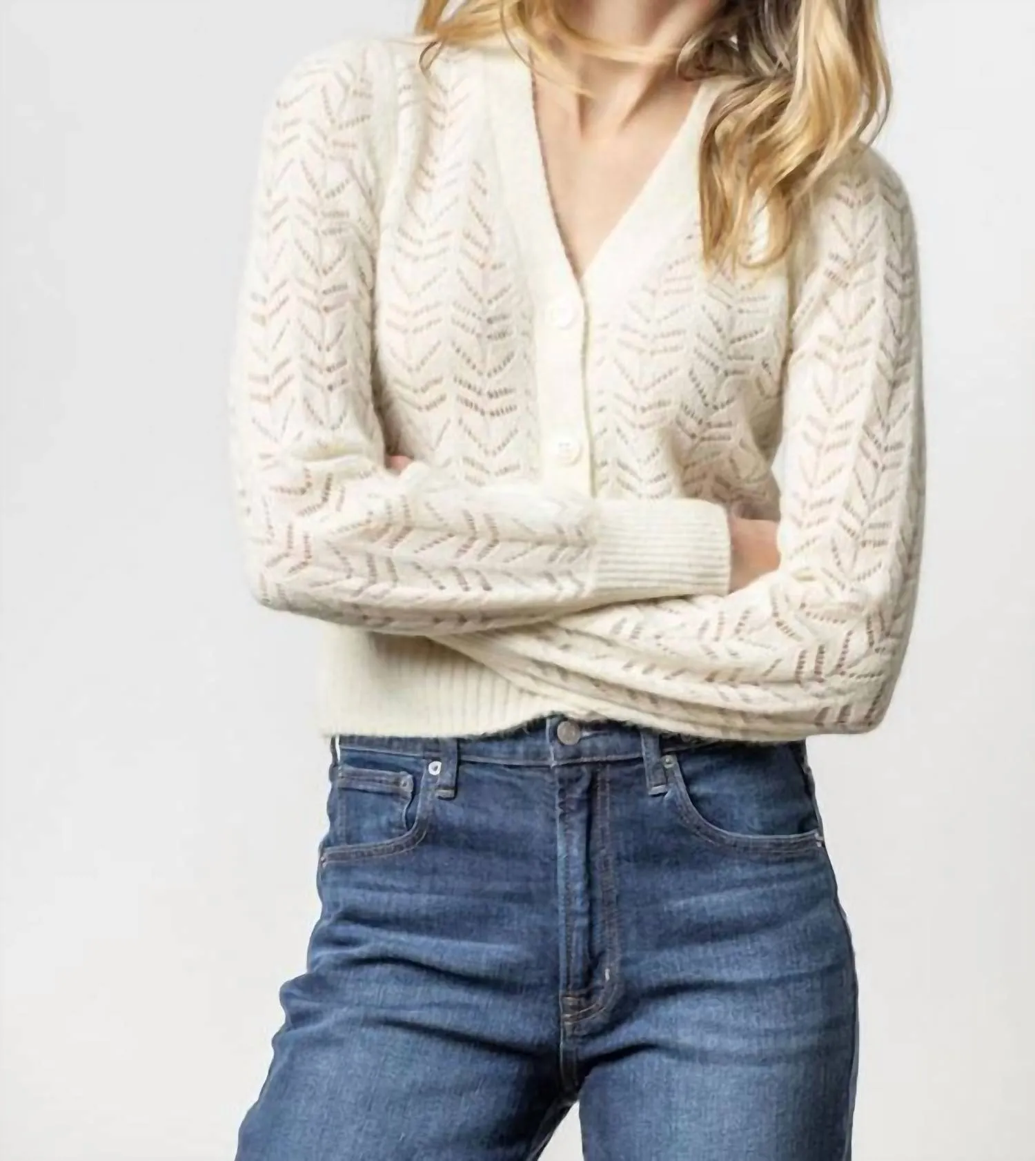 Full Sleeve Cardigan Sweater In Ivory