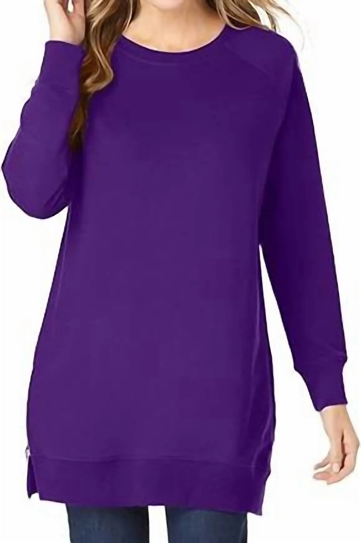 Funnel Neck Pullover Sweatshirt In Blackberry