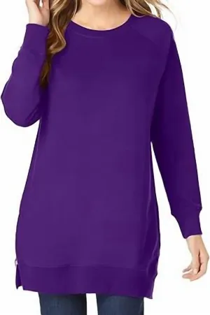 Funnel Neck Pullover Sweatshirt In Blackberry