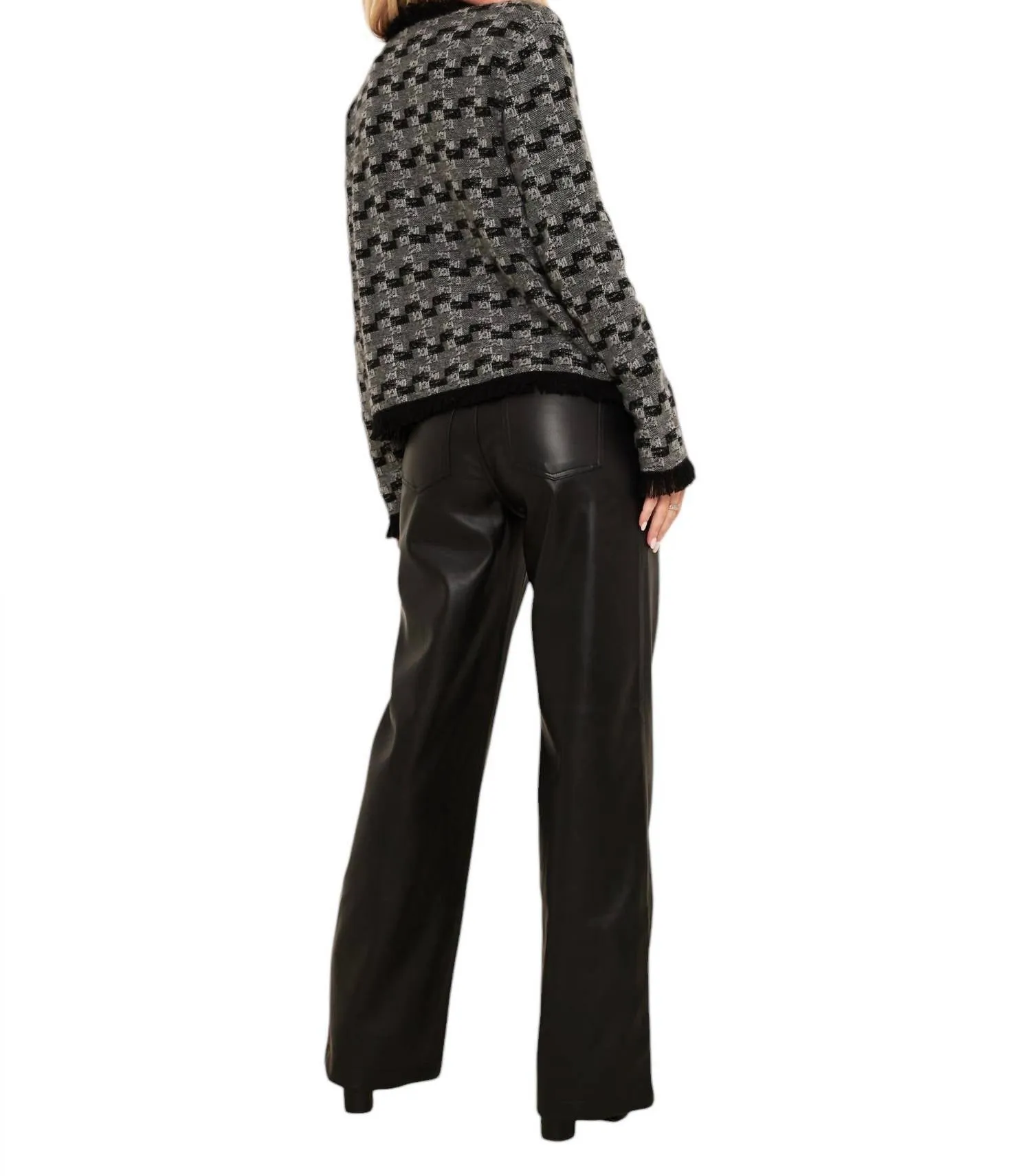 Gabriella Stitch Round Neck Sweater In Black/grey