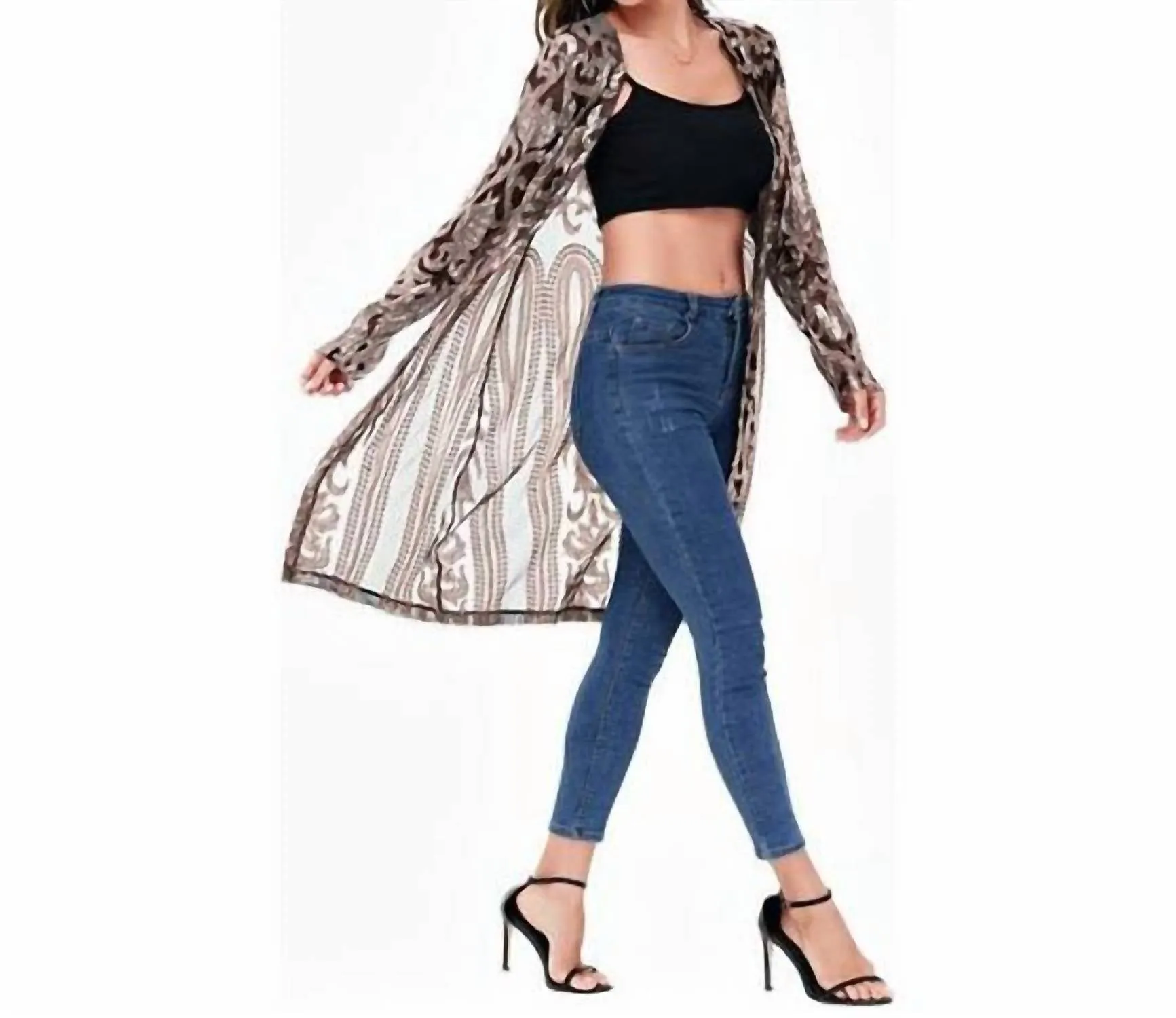 Glamorous Sequined Mesh Cardigan In Black Gold