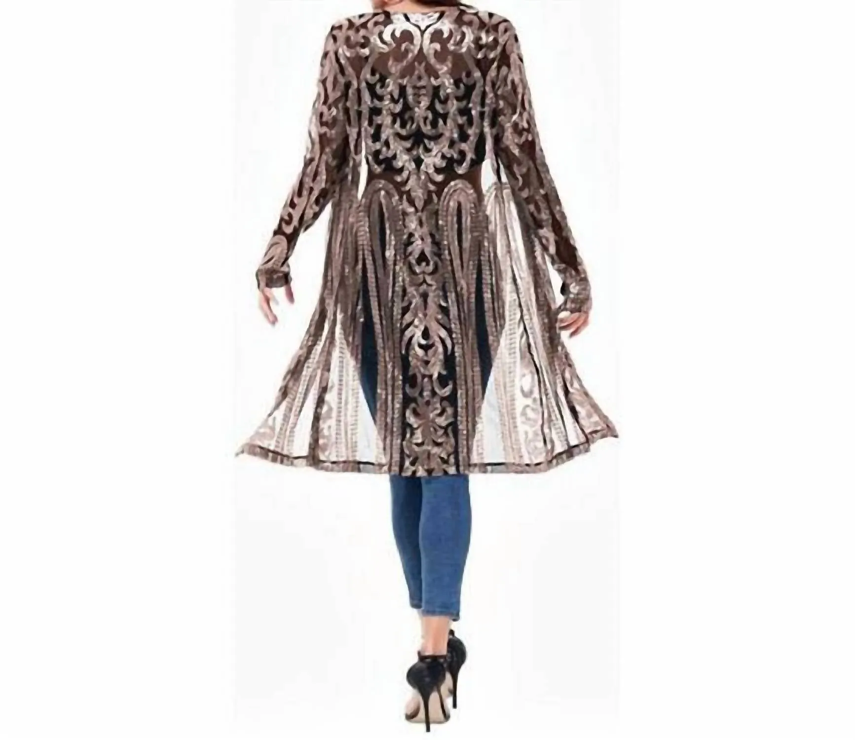 Glamorous Sequined Mesh Cardigan In Black Gold