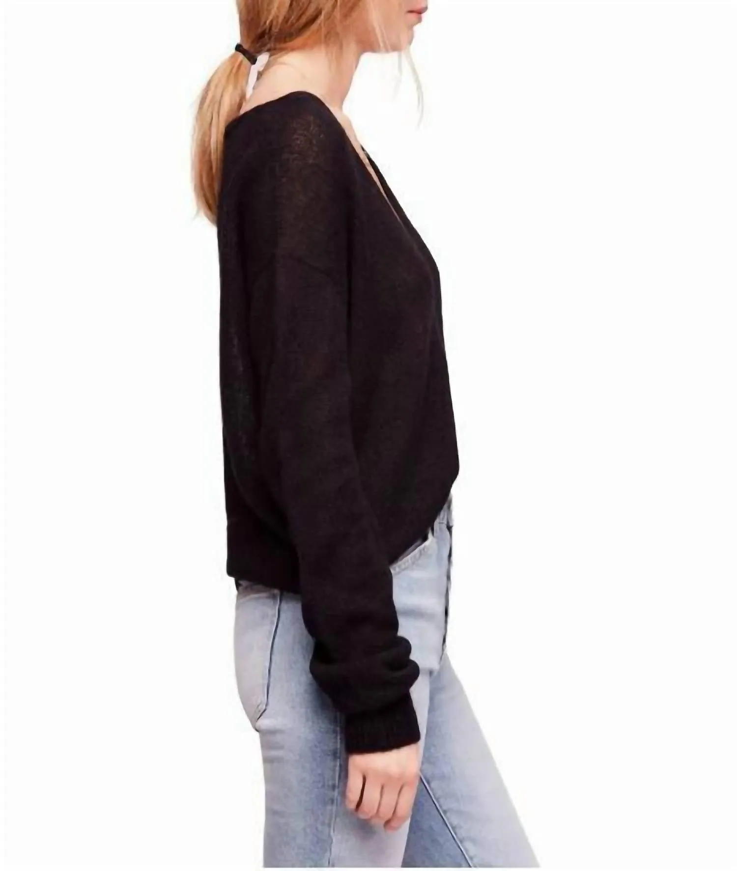 Gossamer V-Neck Sweater In Black