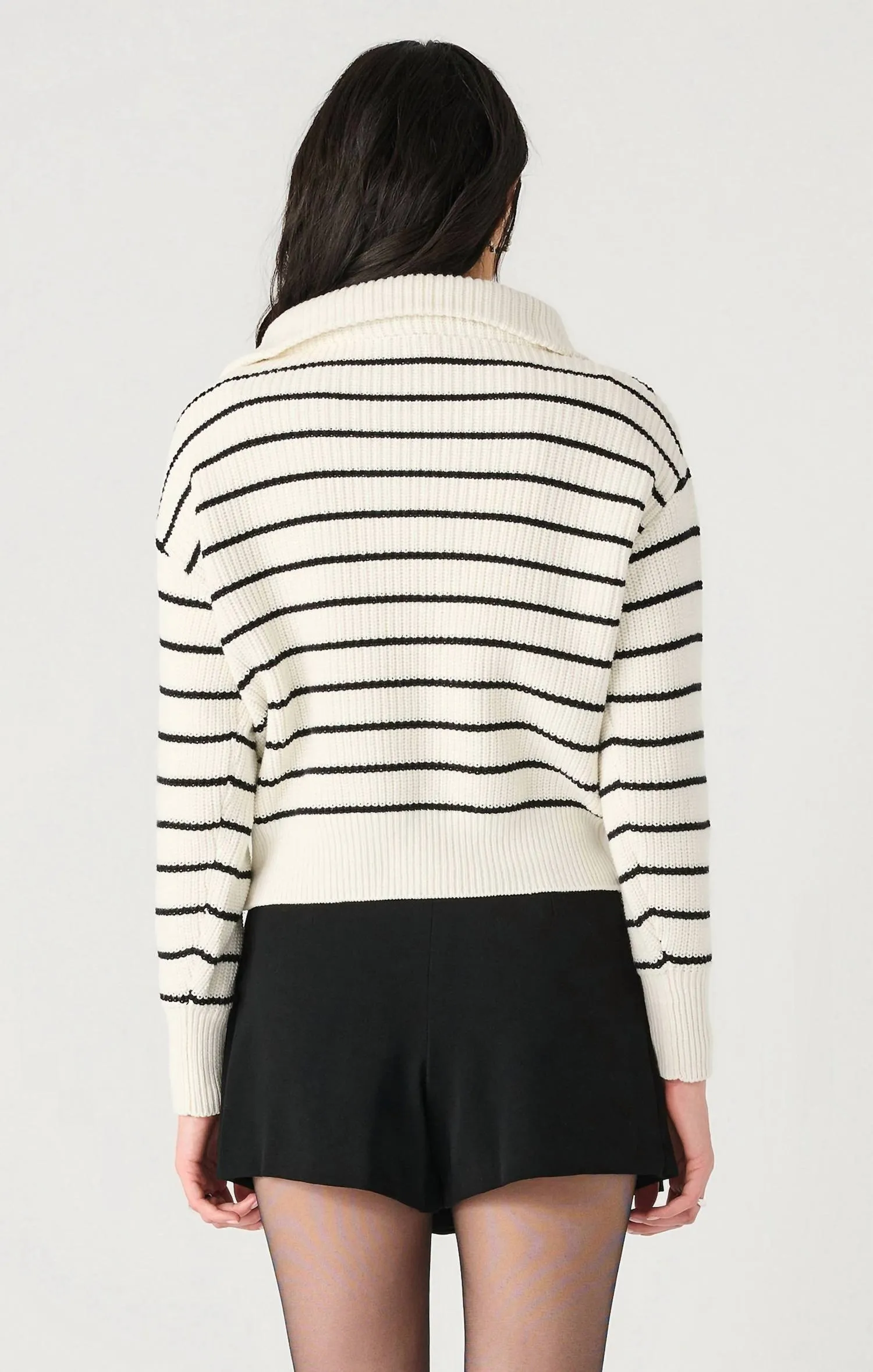 Half Zip Stripe Sweater In Black/white