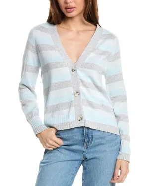 Hannah Rose Marled Stripe Cashmere-Blend Cardigan